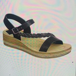 Black Bedazzled Twist Forward Sandal -Girl